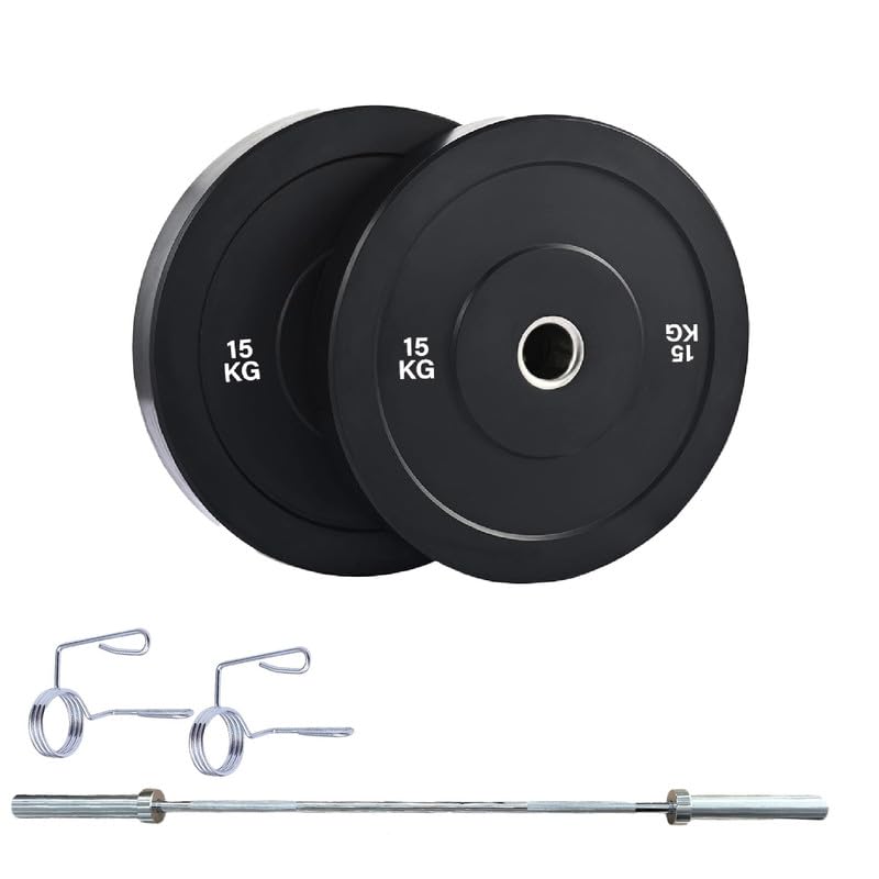 Bumper Weight Plates Pair 15kg 7ft Barbell