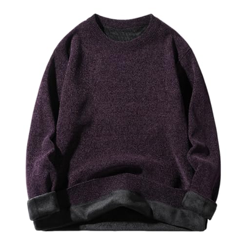 Men's Crew Neck Long Sleeve Winter Solid Color Slim Fit Warm Base Layer Sweater Soft Comfort Tops Blouses Autumn