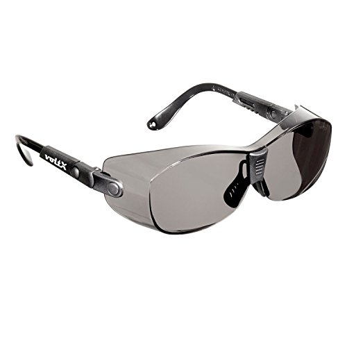 voltX 'Retro Compact OVERGLASSES' - Petite/Moyenne Taille, sécurité Industrielle Overspecs-CE EN166ft certifié (lentille fumé) - Temples réglables Individuellement, Doux réglable dans Le Nez Cover