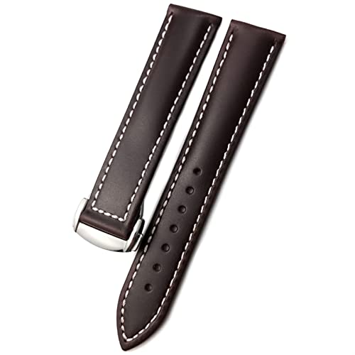 Bracelet de montre en cuir de vache AMSH 19mm agate avec boucle pliante élégante pour Seamaster 300