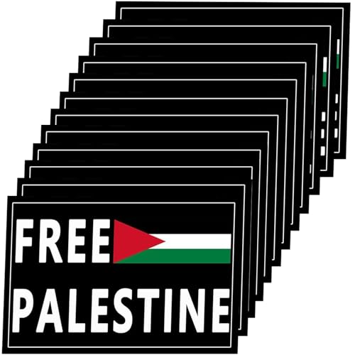 12 Pack Free Palestine Flag Stickers Waterproof Car Stickers Decals Gaza Flag Arabic Freedom for Palestinians Stand with Israel Support Israel Stickers Laptop Bumper Stickers Decal