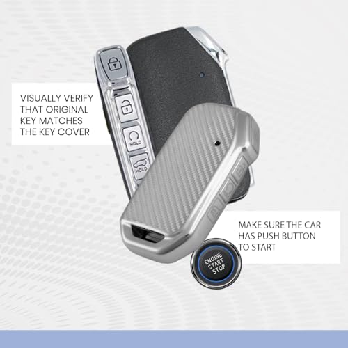 Image of Keyzone Silverstar TPU Key Cover with Keychain for Kia Carens Clavis, Seltos, Sonet 2023 Onwards, 4 Button Smart Key (Silver)