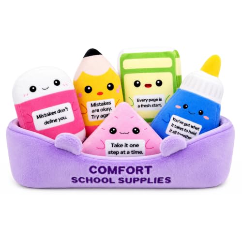 Image of Emotional Support Plush School Supplies Set,5 Pcs Classroom Plushies | Cute Pencil Book Plush Toys Classroom Decor Back to School Gifts for Girl Boy Students Teacher