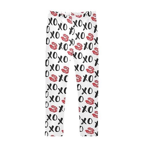 Girl's Leggings XOXO Red Lips Kisses Kids Yoga Pants Leggings Dance Active Ballet Tights for Child Teens 4T