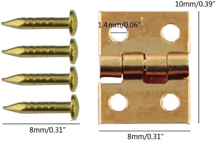 50pcs Copper Super Mini Folding Hinge Wooden Hinge Accessories Dollhouse Wooden Door Butt Hinge Hardware Nails image 3