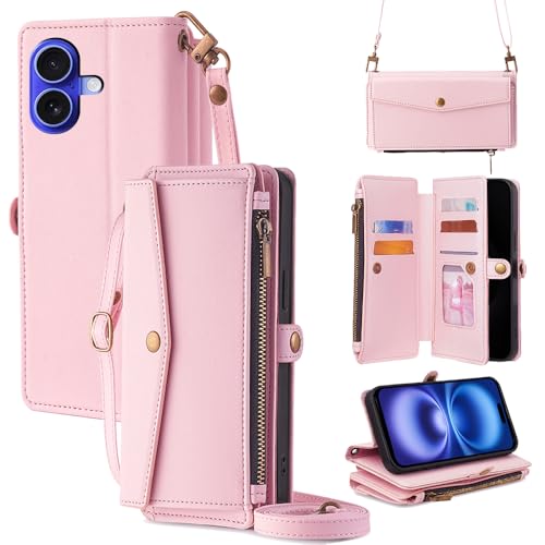 Cacheluna �蒠�^�P�[�X �V�����_�[�P�[�X iphone �蒠�^ �V�����_�[�P�[�X ���U�[ for iPhone 16 Plus �΂ߊ|���Ǝ莝���[ �X�}�[�g�t�H���P�[�X ���z�^ �Ή� �A�C�t�H�� ���G��ǂ� �֗�