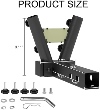 Hitch Flag Pole Holder,Truck Fag Pole Hitch Fits Standard 2 inch Hitch Receivers，Adapter Fit Jeep, RV, Camper, SUV, Pickup, Truck Fag Mount with Anti-Wobble Screw