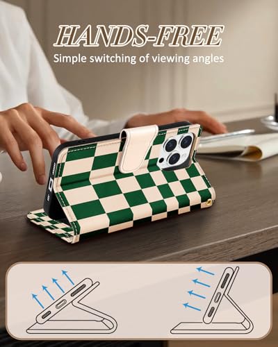 Toycamp for iPhone 12 Pro Wallet Case, Leather Flip Cover, Checker | 4 Card Holder, RFID Blocking, Wrist Strap and Foldable Stand with Cute Aesthetic Style for Women Girls - image 5