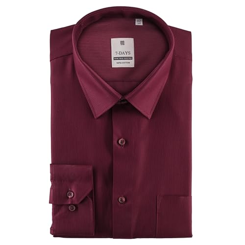 Image of 7-DAYS Men's Premium Formal Shirt - 100% Pure Cotton, Regular Fit, Plain, Full Sleeves, with Pocket - Perfect for Office Wear & Under Suits