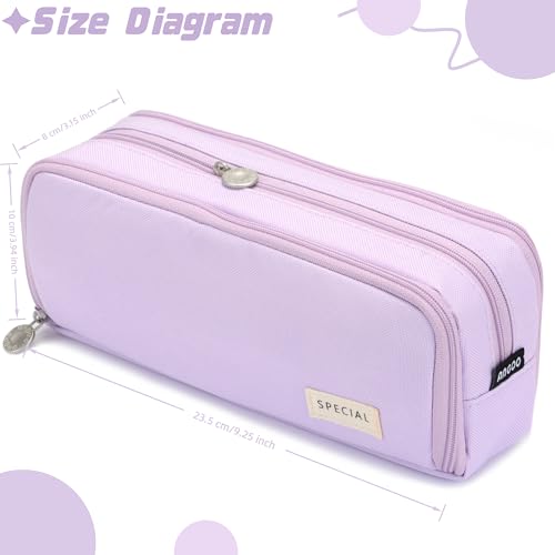 Image of Large Capacity Special Aesthetic Pencil Case Organizer with 3 Compartments, Big Preppy School Pencil Pouch Bag for Girls Women Adults, Pencil Holder Pen Pouch Cases (Purple 1)