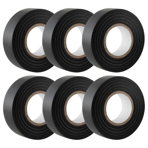 GTSE Black Electrical Tape, 19mm x 20m, Strong Self-Adhesive PVC Insulation Tape for Insulating, Repairing and Protecting Electrical Wires, 6 Rolls