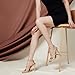 Elisabet Tang 4 inch Stylish Ankle Strap Stiletto Sandals for Women - Sexy Square Open toe Gladiator High Heels for Party Commuting Daily gold 8