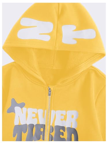 Image of SOLY HUX Boy's Zip Up Hoodies Y2k Letter Graphic Sweatshirt