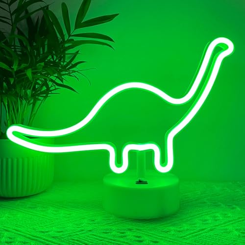 HOHOSIGN Dinosaur Neon Sign Dino Light Green LED Dinosaur Neon Light Room Decor for Boys Room Kids Girls Bedroom Nursery, Classroom Table Desk Stand Night LED Sign Toddlers Present Christmas Birthday by HOHOSIGN - Used condition - Image 3