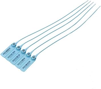 Plastic Seal Pull Tight Eco, 500 Pcs 15 3/4" 40 cms., Blue, Correlative Numbered, Barcode, Adjustable, with Metal Insert High Security Seal, BFSEALS Free and Quick Delivery from USA