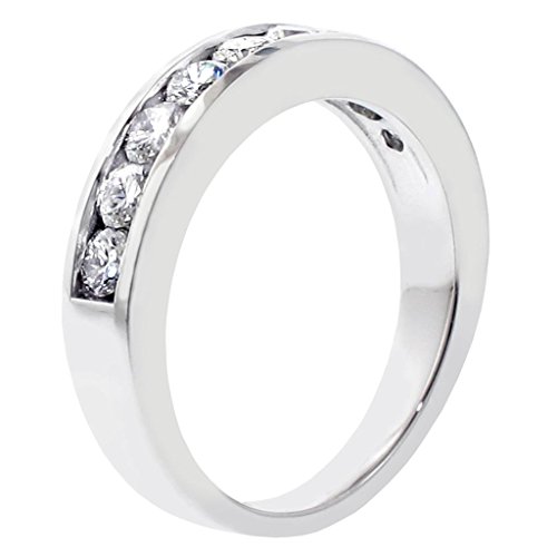 1.00 CT TW Channel Set Round Diamond Anniversary Wedding Ring in 14k White Gold3