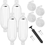 VIVOHOME Vinyl Ribbed Marine Boat Fenders for Bumper Shield Protection 6.5 Inch x 24 Inch White Pack