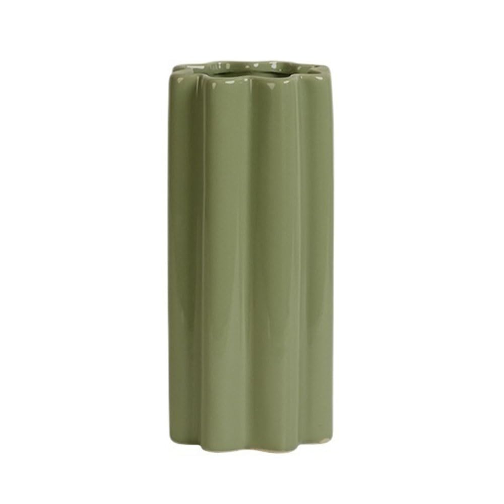 B3f7m4r9j2 Green Vase Cylinder Ceramic Vase For Flower Arrangement Hydroponic Fresh Vessel Home Decor Ornament(Green)