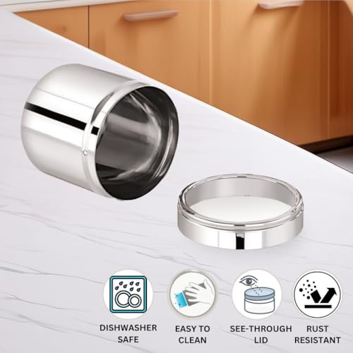 Image of Sizzle Flash Stainless Steel Canisters /Dabba /Storage Containers for kitchen with See Through Lid 450 ML - 1pcs