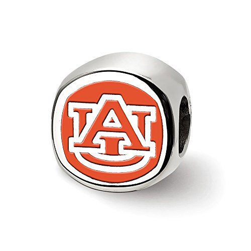 LogoArt LogoArtSterling Silver Auburn Tigers Primary Cushion Shaped Logo Bead