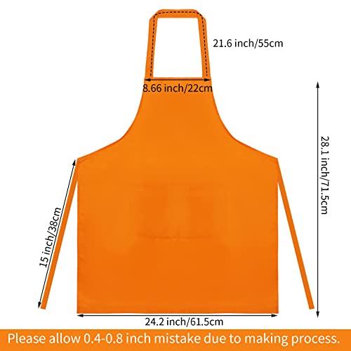 Fengek 8 Pcs Bib Apron For Unisex Colorful Kitchen Apron Bulk With 2 Roomy Pockets For Kitchen Bbq Painting Baking, Orange #TOP1