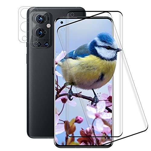 [2+2 Stück] Panzerglas Schutzfolie Kompatibel mit Oneplus 9 Pro, Frei von Kratzern, 9H Härte, 0.3mm, HD Folie + Kamera Displayschutzfolie,Panzerglas für Oneplus 9 Pro, Schwarz Cover