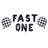 VAVAYAO Race Car Birthday Fast One Balloons Banner - 1st Birthday Party Decoration Balloons, First Fast Birthday Party, Racing Themed F1 Themed Birthday Party Decorations, Racing Party Decorations