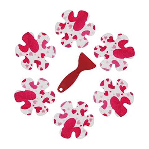 XURI White Elephant Gifts, Heart Print Non-Slip Bathtub Stickers Decal 20 PCS Adhesive Safety Treads Anti-Slip Shower Appliques with Scraper Cover