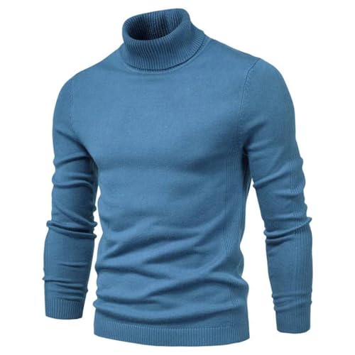 Men’s Slim Fit High Neck Sweater Knitted Pullover Solid Color Warm Turtle Neck Casual Jumper2