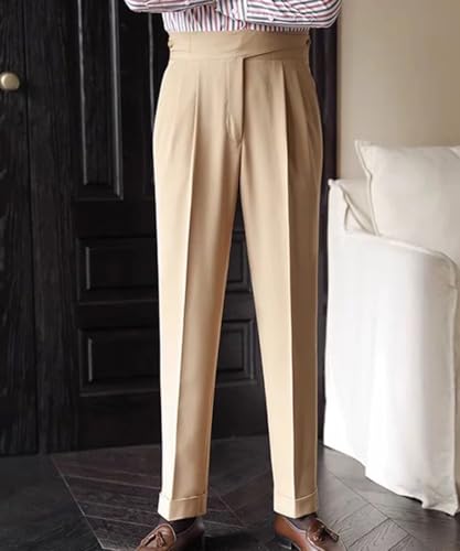 Men's High - Waisted Pleated Trousers: Stylish & Versatile Dress Pants for Men3