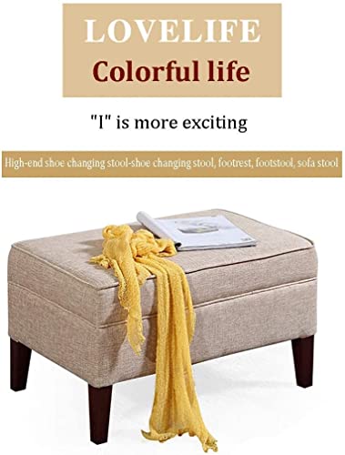 Banc de rangement rembourré haut de gamme avec pieds en bois massif marron - 6
