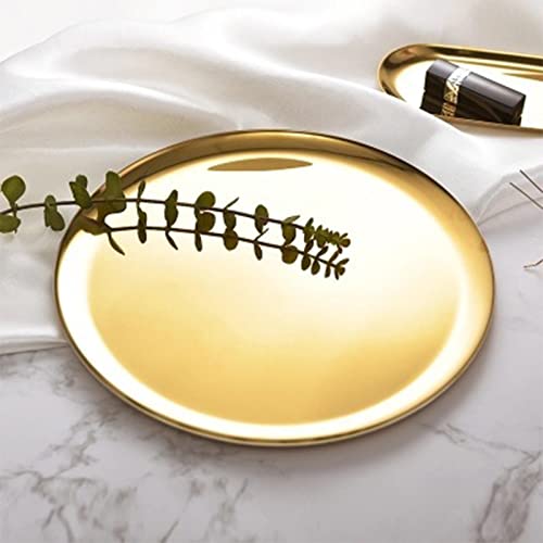 Stainless Steel Gold Plates, Gold Brushed Stainless Steel Plates, 304 Stainless Steel Dinner Plates, for Home, Outdoor Camping, Picnic (Gold)