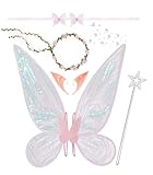 Fairy Wings for Adults,Girls,6PCS Fairy Costume Set for Women,Butterfly Wings for Women Halloween Dress Up Party Favor (Pink)