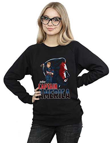 Marvel Women's Avengers Infinity War Captain America Character Sweatshirt Black Small