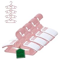 MangoKit 20 Pack Plastic Baby Hangers,Extendable Childrens Coat Hangers,28-36.8cm Adjustable Kids Hangers with Stackable Hooks,Non-Slip&Space-Saving Clothes Hangers for Baby Toddler Kids Teen(Pink)