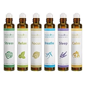 Aromatherapy Essential Oils Roll On Set, Natural Pre-diluted Blend Oils for Skin Use, Relaxation Gift for Women & Men, Pack 6 x10ml