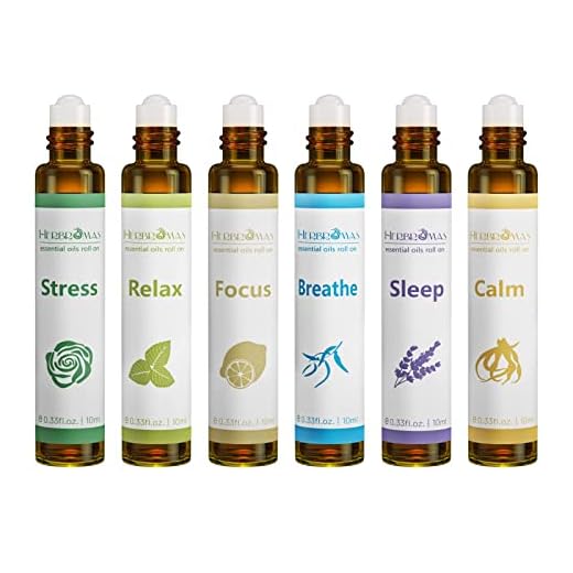 HERBROMAS Aromatherapy Essential Oils Roll On Set, Natural Pre-diluted Blend Oils for Skin Use, Relaxation Gift for Women & Men, Pack 6 x10ml