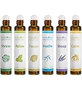 HERBROMAS Aromatherapy Essential Oils Roll On Set, Natural Pre-diluted Blend Oils for Skin Use, R...