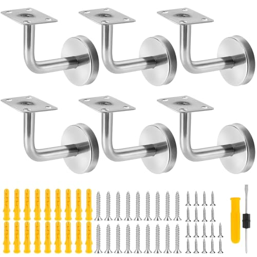 GZjiyu 6 Pcs Support de Main Courante, Fixation Main Courante Acier Inoxydable Supports de Rampe Main avec Tournevis, pour Support Mural de Rampe d'escalier en...