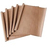 MEISO Lot de 5 Feuilles de Téflon pour La Cuisson, Réutilisable Papier Cuisson, Feuilles de Téflon PTFE, pour Four Presse à Chaud Anti Adhésives 40 x 60 cm Tapis Artisanal Résistant à La Chaleur
