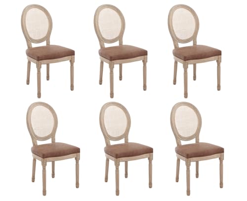 chairus Farmhouse Rattan Dining Chairs Set of 6, Leather French