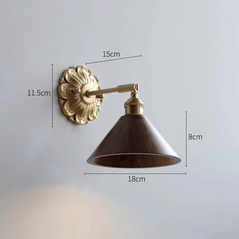 Regulowana lampa ścienna z czarnego orzecha włoskiego, styl industrialny, sypialnia, łazienka, umywalka, przedpokój, salon (B)