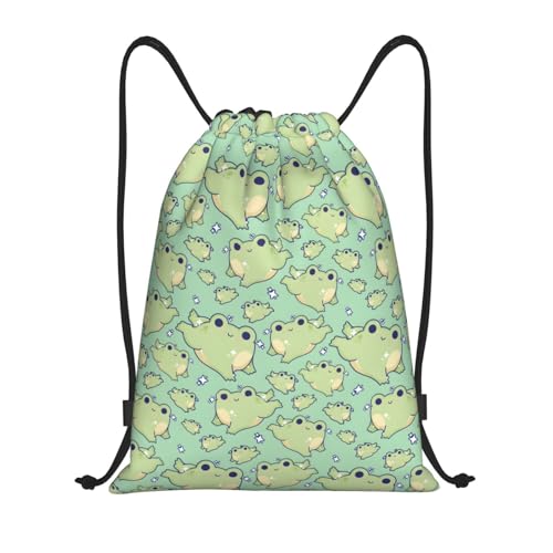 Rmqsyhfz Cute Frog Print Drawstring Backpack Bags Frogs Backpack Frog Bags for Sport Gym Traveling Swimming