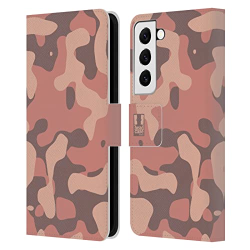 Étui Samsung S22 5G Head Case Designs portefeuille en cuir motif camouflage saumon chic protection