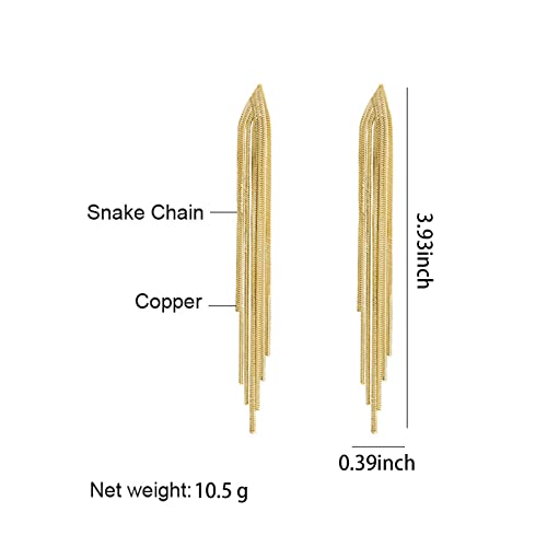 Long Tassel Earrings for Women Gold Dangle Earrings Metal Chain Gold Statement Earrings, Punk Long Threader Earrings for Teen Girls Wedding Bridesmaid Prom Party4