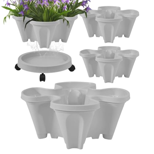 Opilroyn Fioriera per fragole | Fioriera da giardino impilabile a torre - Supporto per Piantare Fiori Strumenti per Piantare con Rimovibile e Ruote, per Espositore da Giardino per