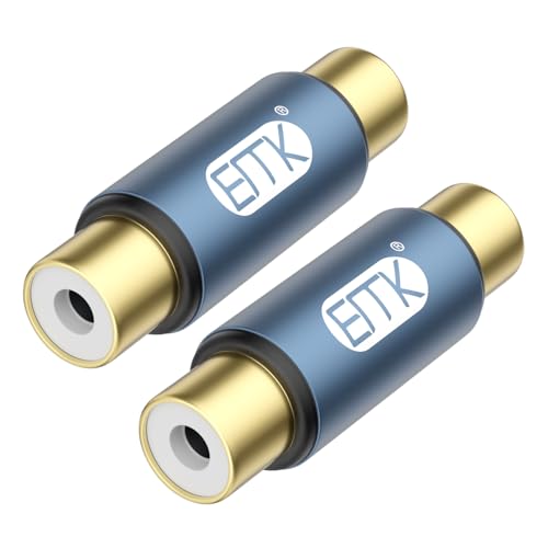 Image of EMK 2-Pack RCA Female to Female Coupler 24K Gold-Plated RCA Connector Adapter for Extending Audio /Video Cable Compatible with AV Devices, DVD Player Amplifier Home Theater System