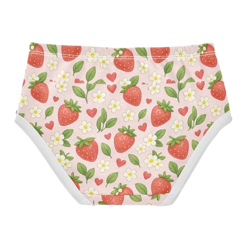 Joisal Cotton Toddler Underwear Floral Cute Strawberries Pink Cartoon Cute Panties Girl Stylish Briefs Kids Undies 2t2