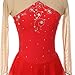 JRUIA Classic Girls Ice Roller Skating Wear for Training Gradient Women's Figure Skating Dress Outdoor Gymnastics Skirts,Red,12_15Years
