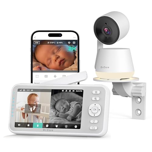 Image of Dr.Care LumiView Smart WiFi Baby Monitor - 5" 1080P FHD & 2K Camera App Control, Privacy Mode, 5000mAh Removable Battery,Cry & Motion Alerts, HD Night Vision, RGB Night Light, Multi-User, 1279ft Range